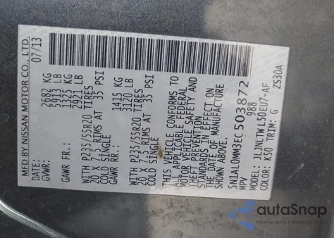 2014 Infi Qx60 Awd z USA, uszkodzony, nr VIN 5N1AL0MM3EC503872